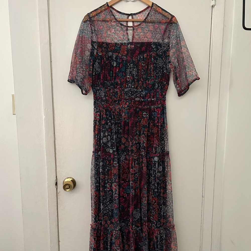 Maeve Ruched Floral Maxi Dress